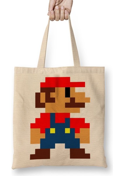 Süper Mario Nintendo Atari Bez Çanta Uzun Saplı