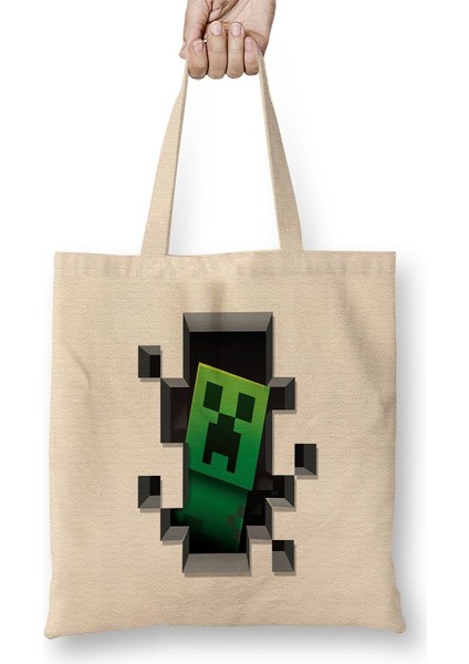 Creeper Minecraft Bez Çanta Uzun Saplı