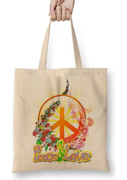 Peace Barış Simge Bez Çanta Uzun Saplı