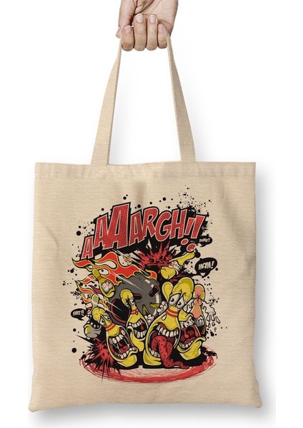 Arrgh Boliche Cartoon Bez Çanta Uzun Saplı