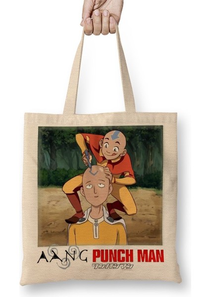 Aang Punch Man Bez Çanta Uzun Saplı