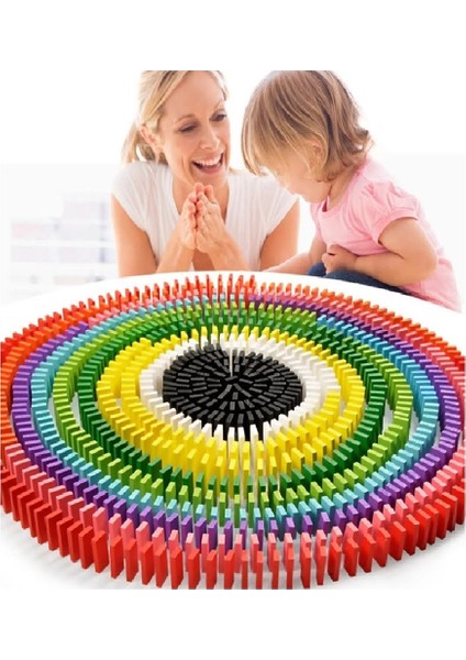Ahşap Domino Taşları 100 Parça Renkli Eğitici Domino