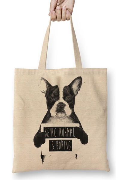 Protest Dog Pug Köpek Bez Çanta Uzun Saplı