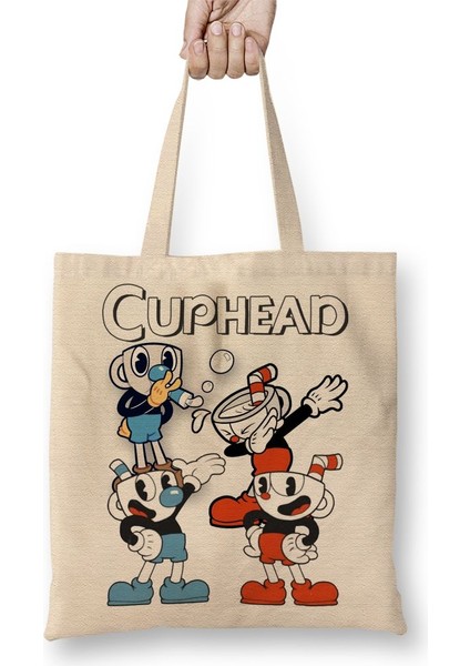 Cuphead Three Bez Çanta Uzun Saplı