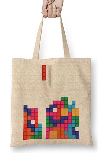 Tetris Atari Oyun Games Bez Çanta Uzun Saplı