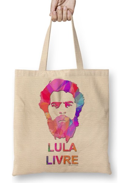 Lula Lıvre Colorido Abstrato Bez Çanta Uzun Saplı