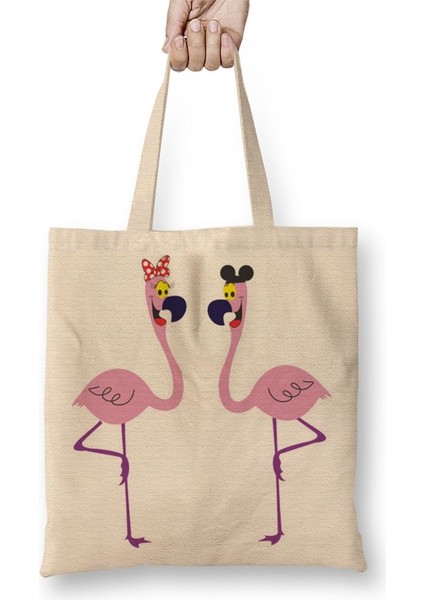 Flamıngo Bez Çanta Uzun Saplı
