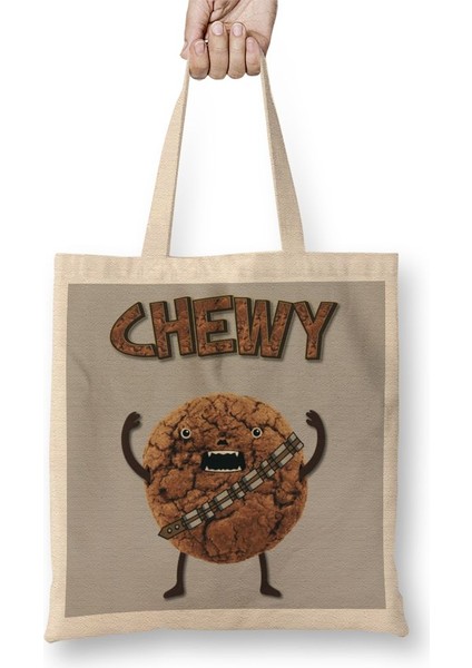 Çıplak Çikolatalı Kurabiye Wookiee Kurabiye Canavarı Bez Çanta Uzun Saplı