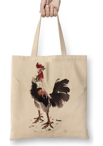 Rooster Stare Horoz Bez Çanta Uzun Saplı