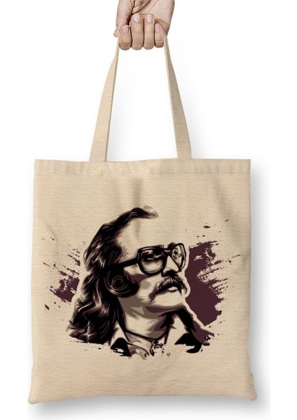 Cem Karaca Illustrasyon Bez Çanta Uzun Saplı