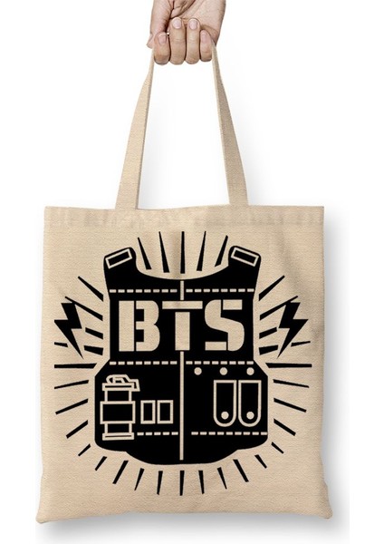 Bts Kore Müzik Bez Çanta Uzun Saplı
