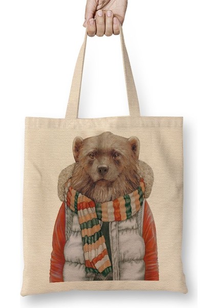 Soğuk Ayı Bez Çanta Uzun Saplı