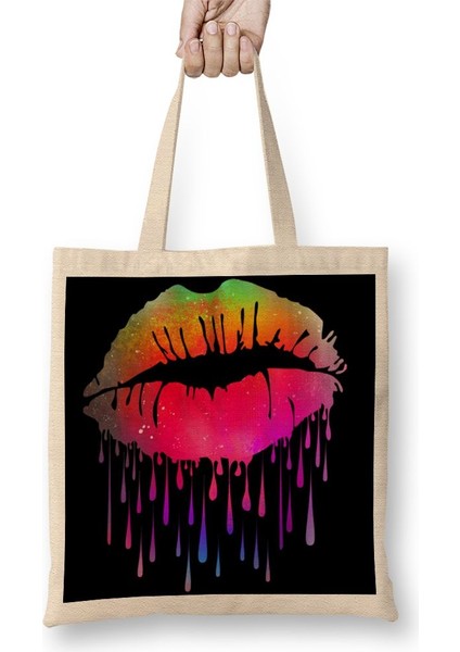 Şeker Gibi Dudaklar Bez Çanta Uzun Saplı