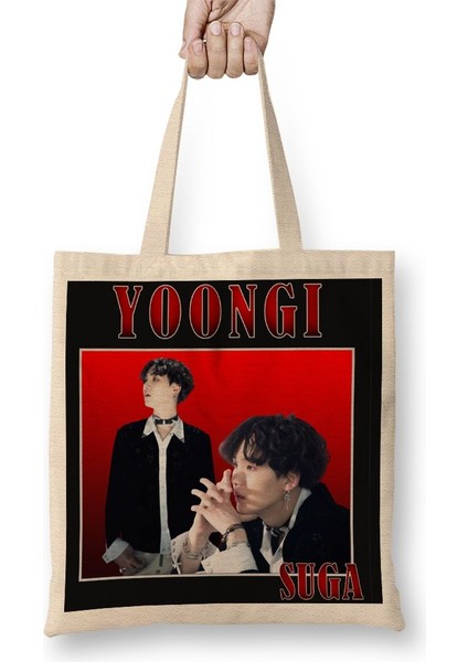 Suga Yoongi Bts Bez Çanta Uzun Saplı