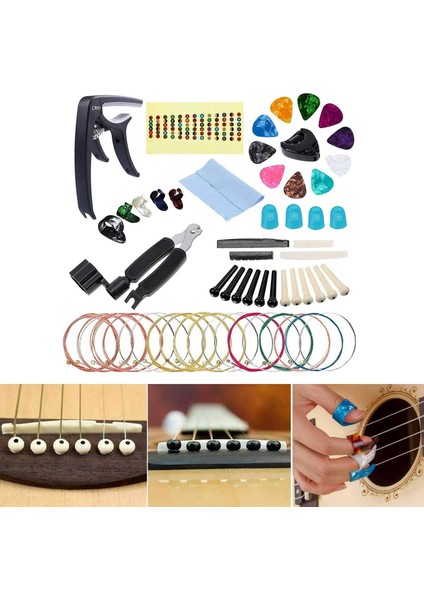 Gitar Aksesuarları Kiti 41 Adet Gitar Picks Dahil Capo Tuner Gitar Dize Set (Yurt Dışından) modelleri