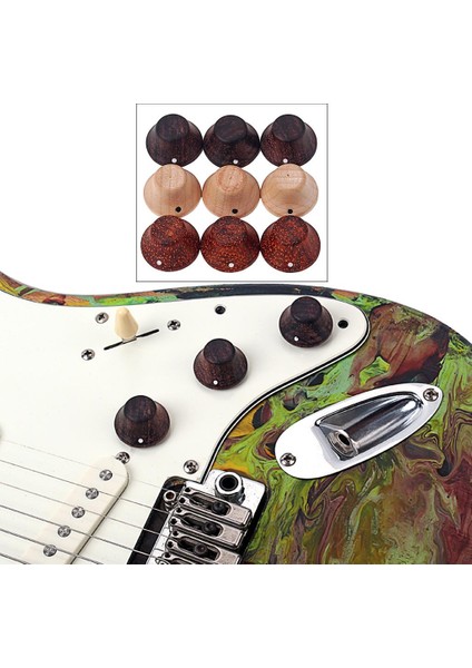 3 Gül Ahşap Gitar Bas Ses Topuzları Caps Tuning Peg Düğmeleri Kapaklar (Yurt Dışından) fiyatları