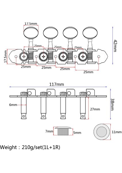 Mandolin Gitar Yedek Tuning Anahtarları Tuner Tuning Pegs Set 4r 4l Altın (Yurt Dışından) fiyatları