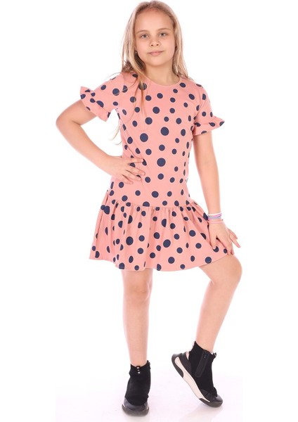 Toontoy Kız Çocuk Komple Puantiye Baskılı Elbise
