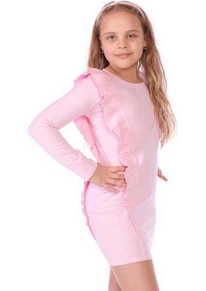 Toontoy Kız Çocuk Fırfır Detaylı Elbise