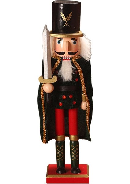 38 cm Ahşap Fındıkkıran Bebek Asker El Sanatları Noel Süsler Hediye Yeşil (Yurt Dışından)