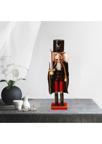 38 cm Ahşap Fındıkkıran Bebek Asker El Sanatları Noel Süsler Hediye Yeşil (Yurt Dışından)