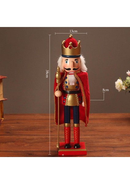 38 cm Dekoratif Fındıkkıran Bebek Bebek Figürü Ayakta Yeni Yıl Noel Tatil Kırmızı (Yurt Dışından)