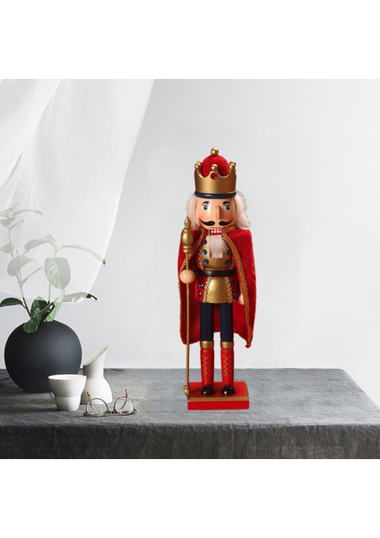 38 cm Dekoratif Fındıkkıran Bebek Bebek Figürü Ayakta Yeni Yıl Noel Tatil Kırmızı (Yurt Dışından)