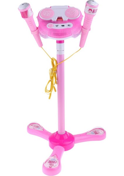 Çocuklar Karaoke Makinesi Ile 2 Mikrofon Ayarlanabilir Standı Müzik Oyun Oyuncaklar Pembe (Yurt Dışından)