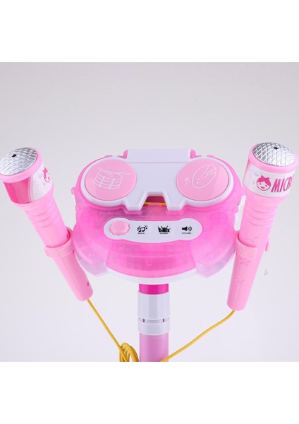 Çocuklar Karaoke Makinesi Ile 2 Mikrofon Ayarlanabilir Standı Müzik Oyun Oyuncaklar Pembe (Yurt Dışından)