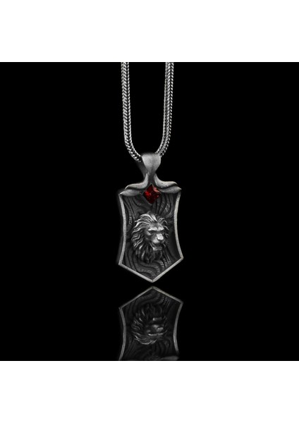 Zirkon Taşlı Aslan Motifli 925 Ayar Gümüş Kolye modelleri
