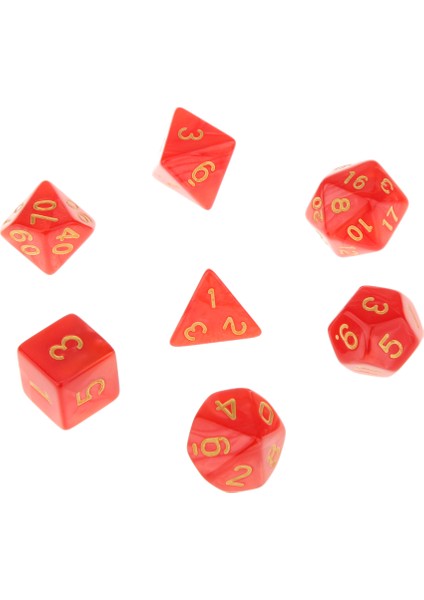 7x Polihedral Zar 16MM Dnd Mtg Masa Oyunları Için Kırmızı (Yurt Dışından)