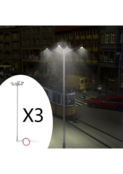 3 Parça Model Tren LED Işık 1/87 Ho Ölçekli Lamppost 3 V Sokak Diorama Için (Yurt Dışından)