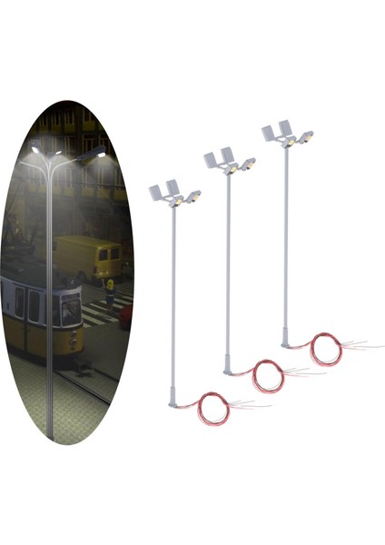 3 Parça Model Tren LED Işık 1/87 Ho Ölçekli Lamppost 3 V Sokak Diorama Için (Yurt Dışından)