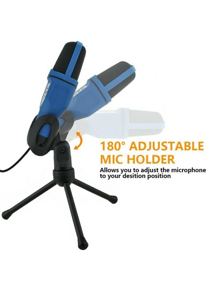 Kondenser Mikrofon Mic Studio Ses Kayıt Tripod Standı 3.5mm Ses Kablosu (Yurt Dışından) fiyatları