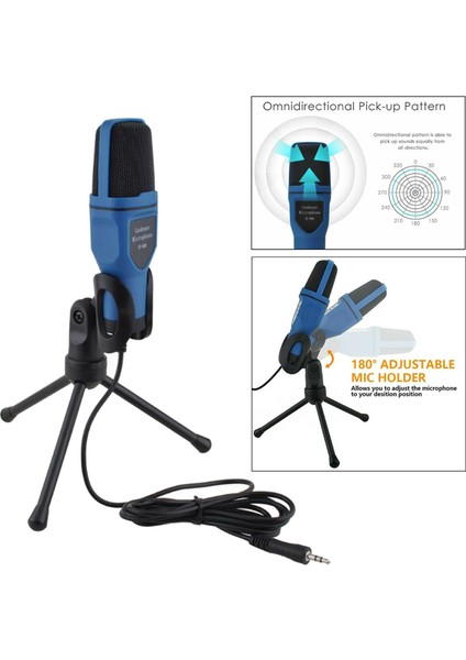 Kondenser Mikrofon Mic Studio Ses Kayıt Tripod Standı 3.5mm Ses Kablosu (Yurt Dışından) indirimleri