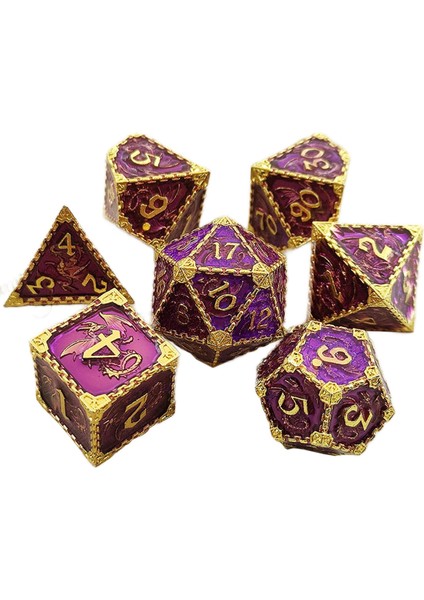Polyhedral Zar Casino Aksesuarları Rpg Dices Board Oyunları Dnd Mor Altın Için Çok Taraflı (Yurt Dışından)