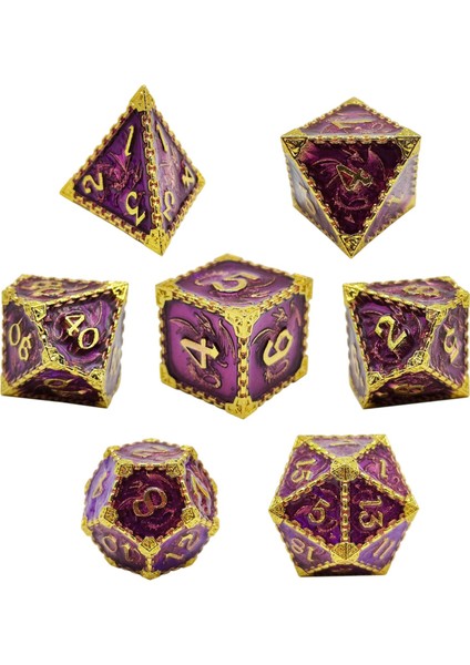 Polyhedral Zar Casino Aksesuarları Rpg Dices Board Oyunları Dnd Mor Altın Için Çok Taraflı (Yurt Dışından) fiyatları
