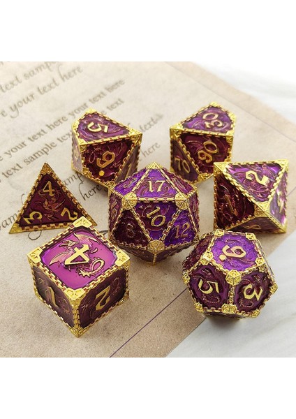 Polyhedral Zar Casino Aksesuarları Rpg Dices Board Oyunları Dnd Mor Altın Için Çok Taraflı (Yurt Dışından) modelleri