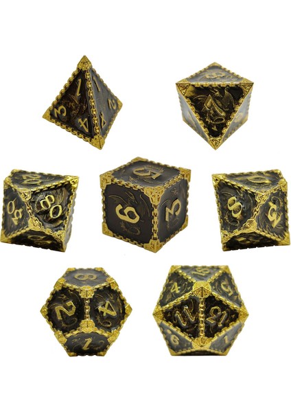 Polyhedral Zar Casino Aksesuarları Rpg Dices Board Oyunları Dnd Için Çok Taraflı Dnd Taklit Altın Siyah (Yurt Dışından)