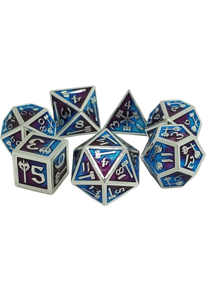 7 / Set Metal Polyhedron Zar Seti D20 D12 D10 D8 D6 D4, Rol Oynatma, Hediyeler Mavi Mor (Yurt Dışından)