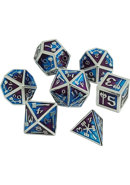 7 / Set Metal Polyhedron Zar Seti D20 D12 D10 D8 D6 D4, Rol Oynatma, Hediyeler Mavi Mor (Yurt Dışından)