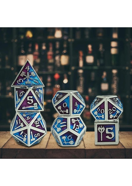 7 / Set Metal Polyhedron Zar Seti D20 D12 D10 D8 D6 D4, Rol Oynatma, Hediyeler Mavi Mor (Yurt Dışından)