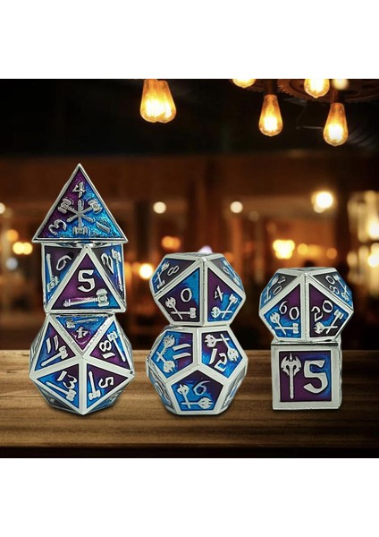 7 / Set Metal Polyhedron Zar Seti D20 D12 D10 D8 D6 D4, Rol Oynatma, Hediyeler Mavi Mor (Yurt Dışından)