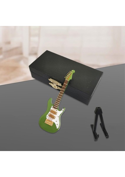 Mini Ahşap Elektro Gitar Modeli Süsler Koleksiyonu Standı ve Vaka Ihale Yeşil (Yurt Dışından) fırsatları