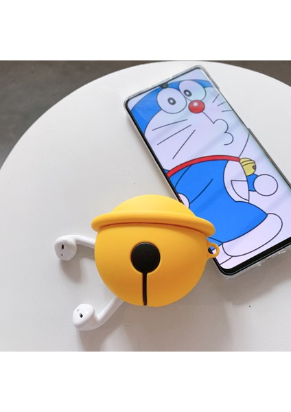 Airpods 1-2. Nesil Uyumlu Kılıf Yuvarlak Zil Sarı