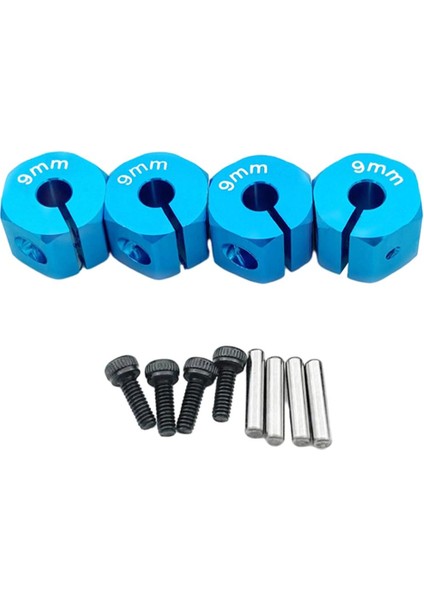 SCX10 CC01 Wraıth Için 4 1/10 Hex Tekerlek Hub'ları Set 90027 90034 Off Road Araba 9mm Mavi (Yurt Dışından)