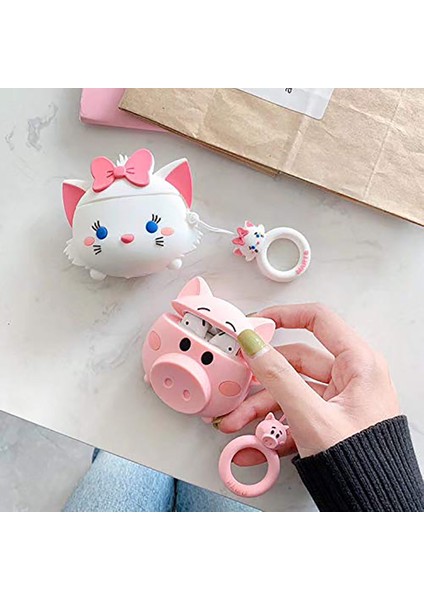 Airpods 1-2. Nesil Uyumlu Kılıf Cute Domuz Pembe