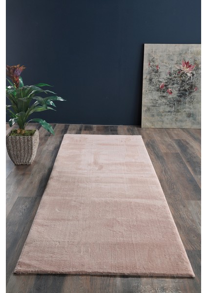 Peluş Post Kaymaz Taban Yolluk Halı Pudra