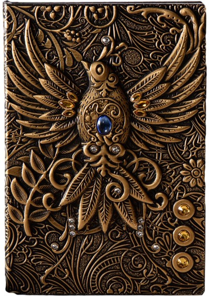 Retro Kabartmalı Phoenix Desen Notebook Kaplı Dergi A5 - Bronz (Yurt Dışından)