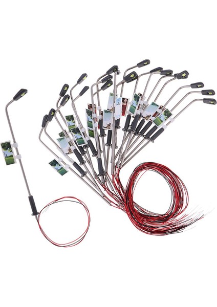 20 Adet LED Işık Tel Lamppost Diorama Mimarisi Sahne Binası Için 1/100 (Yurt Dışından)